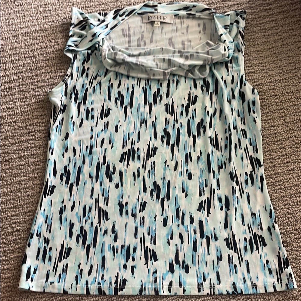 White/Black Blue Patterned Top